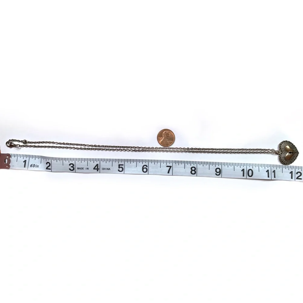 Rustic Sweet Heart Lock Pendant Necklace - Picture 4 of 4